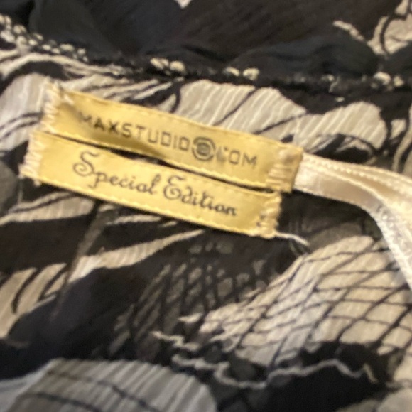 Maxstudio Vintage Y2K Floral Black And White Silk Midi Dress Size XS C2 - Picture 3 of 7